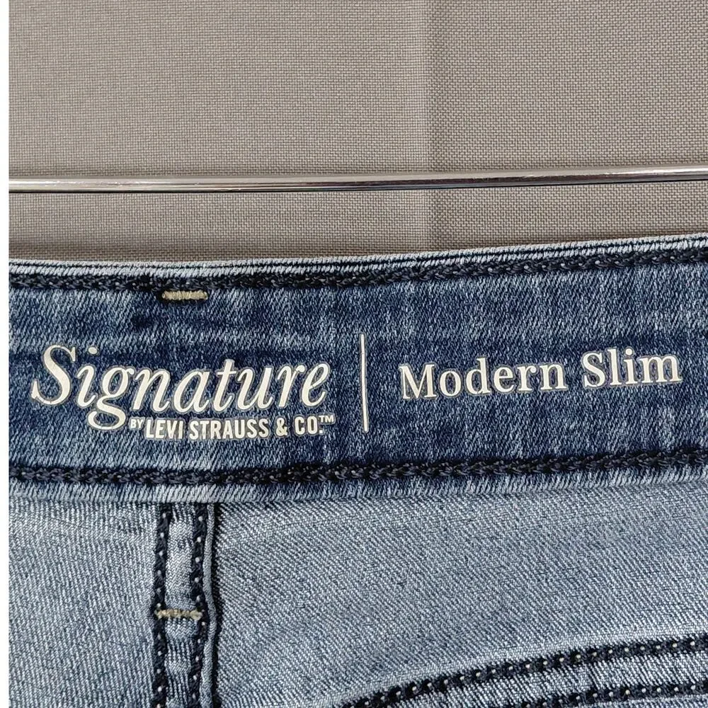 LEVI STRAUSS SIGNATURE Blue Straight Stretch Jeans Women Slim Denim Size 12
